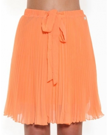 Orange Pleated Skirt